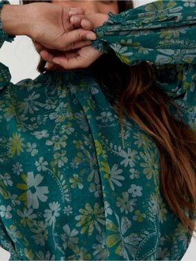 Free People | green long-sleeve shirt